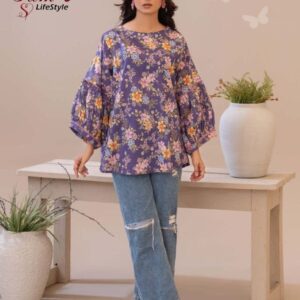 Purple Bloom Short Kurti Top