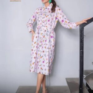 Lavendar floral long shirt