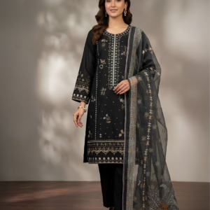 Black Embroidered 3-Piece Suit